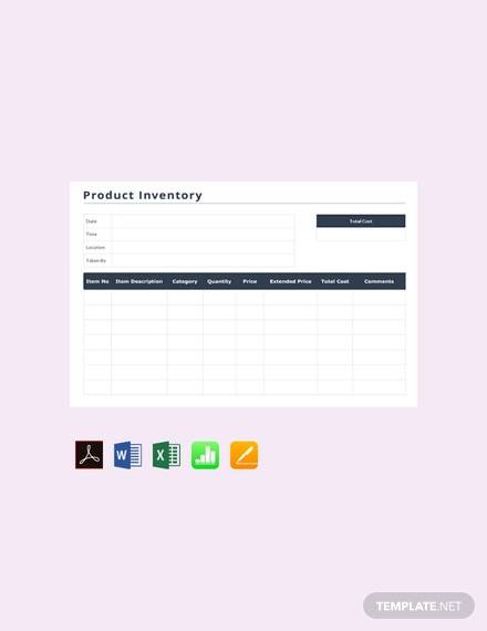 product inventory template