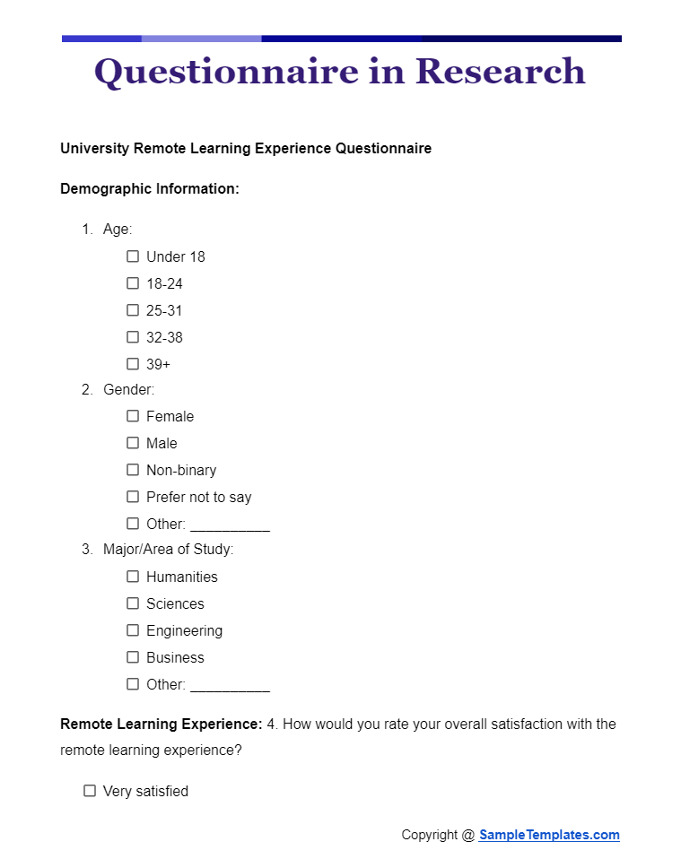 questionnaire in research