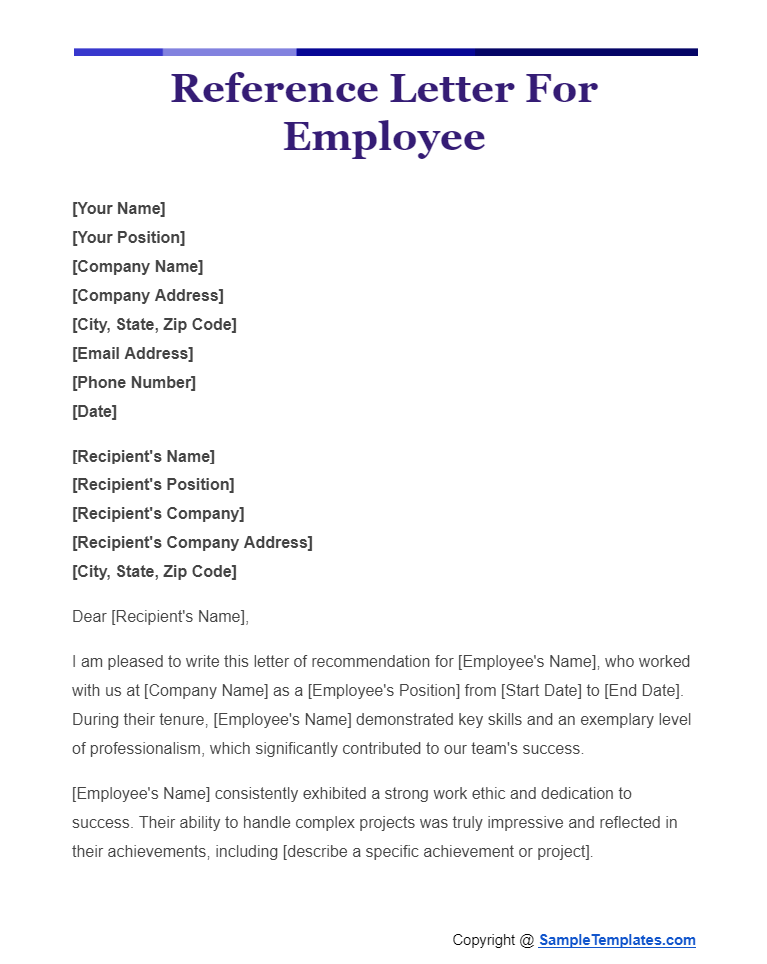 reference letter for employee