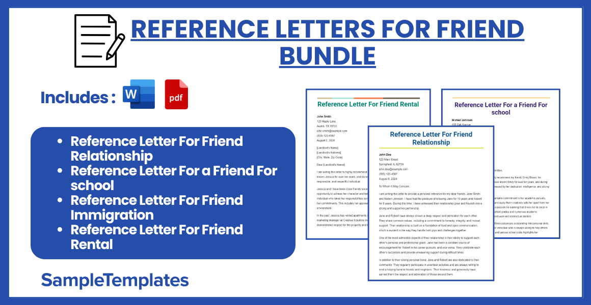 reference letters for friend bundle