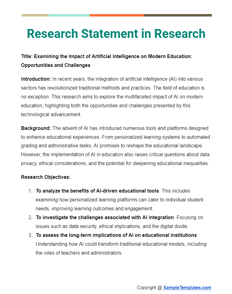 research statement in research