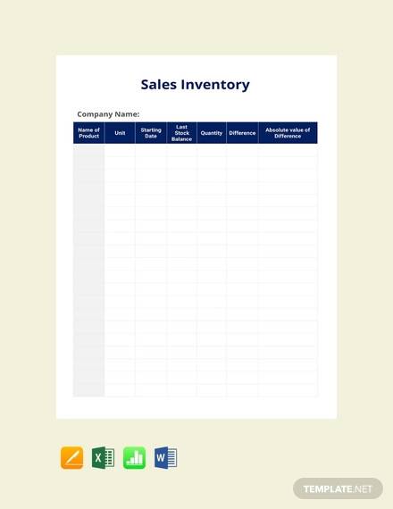 sales inventory template
