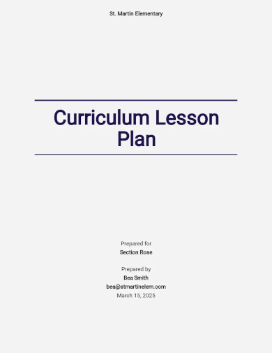 sample curriculum lesson plan template