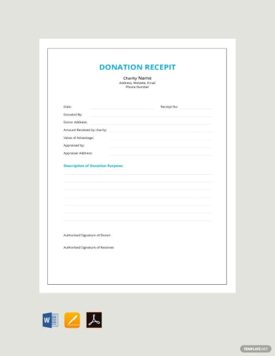 sample donation receipt template