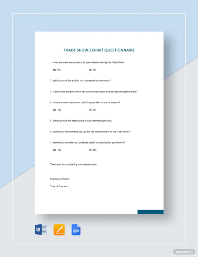 trade show exhibit questionnaire template