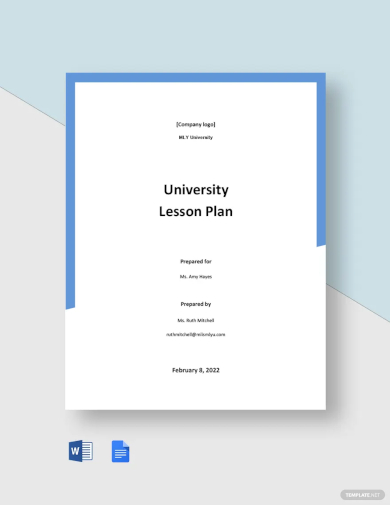 university lesson plan template