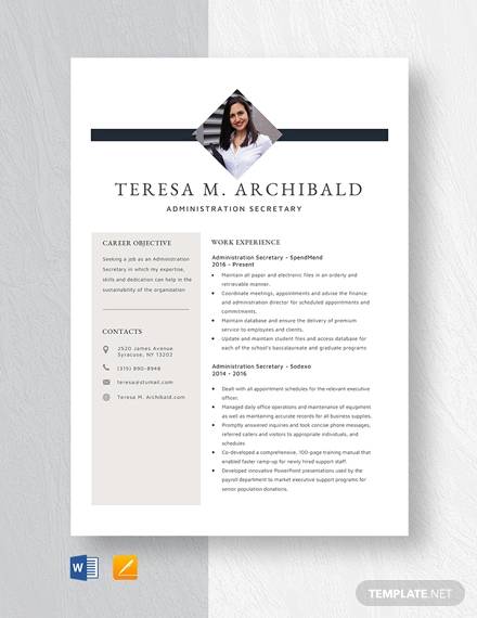 Sample Secretary Resume - 9+ Examples in Word, PDF