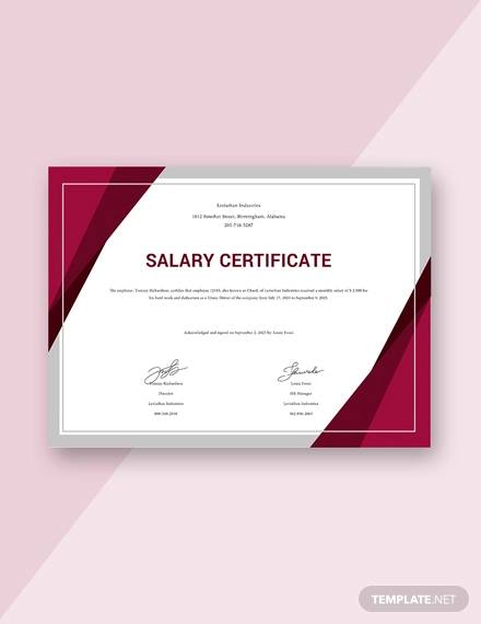 free salary certificat format