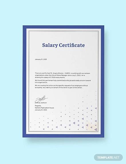 free salary certificate