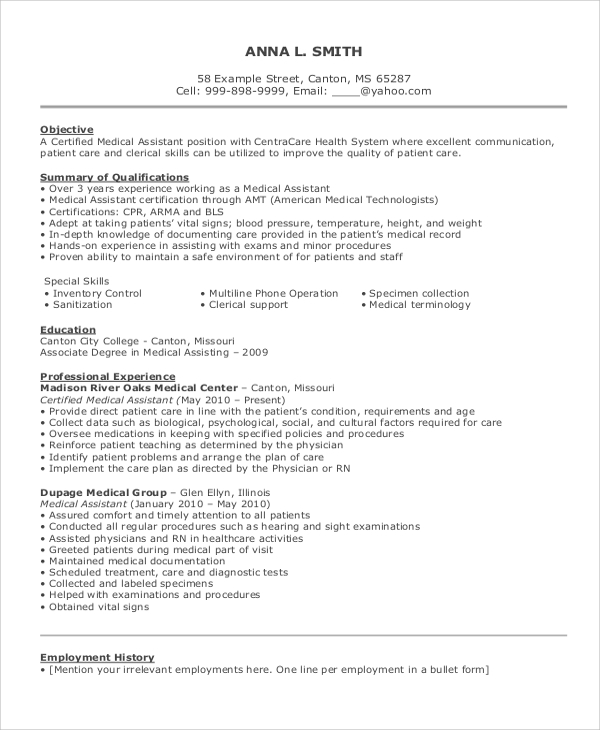 Resume Example For Job 8 Samples In Word PDF