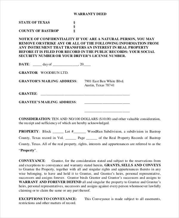 deed of conveyance for land sample