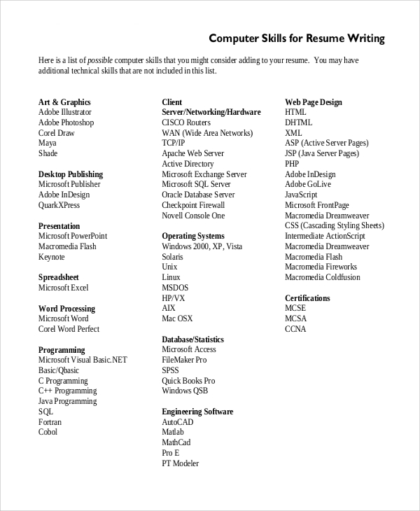 microsoft and mac os systems on resume skills