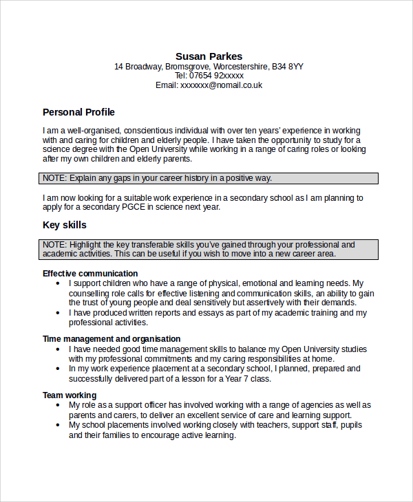 skills based cv resume example 