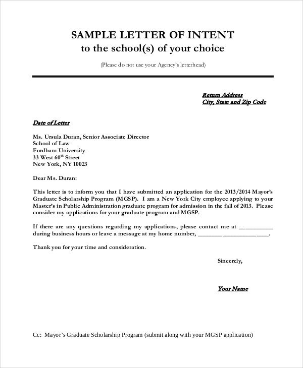 letter offer visa study canada Word, Intent    of 13 Sample in Letter Examples PDF