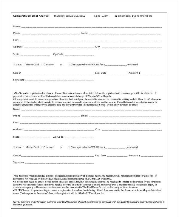 comparative market analysis form