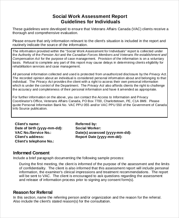 FREE 8 Sample Psychosocial Assessment Templates In MS Word PDF