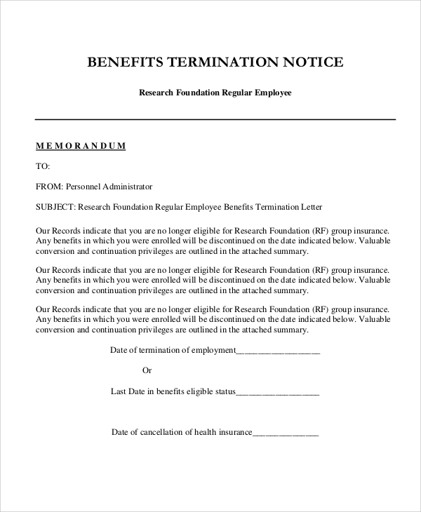 FREE 8+ Sample Employee Termination Letter Templates in MS Word PDF