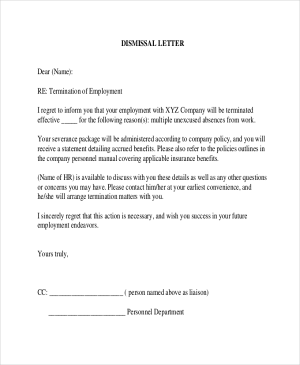 FREE 8 Sample Employee Termination Letter Templates In MS Word PDF 