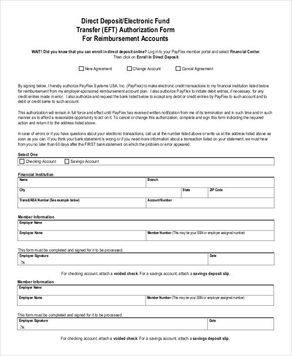 FREE 10 Sample Direct Deposit Authorization Forms In PDF MS Word