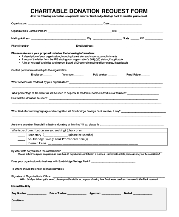 Free 10 Sample Donation Request Forms In Pdf Ms Word