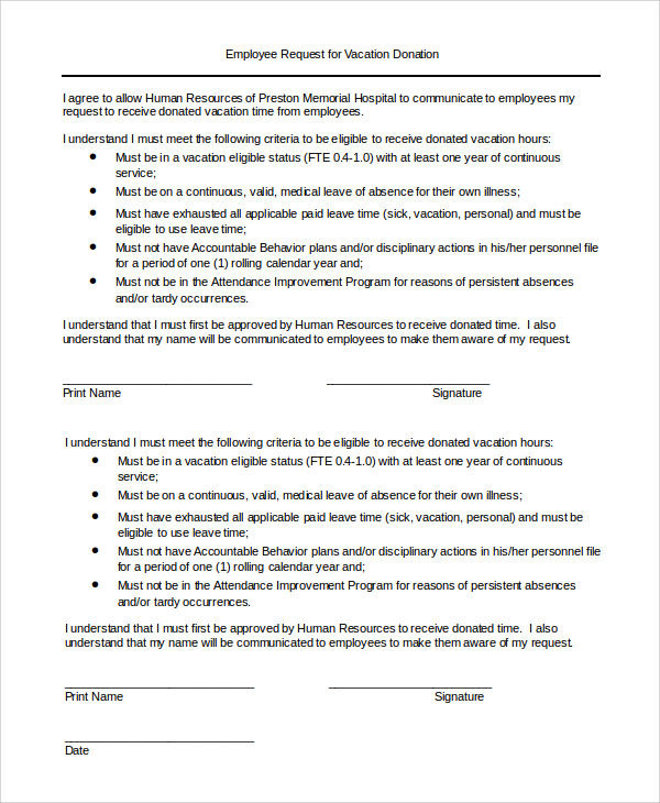 employee donation request form