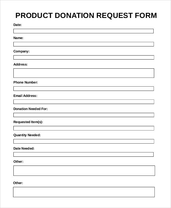 product donation request form