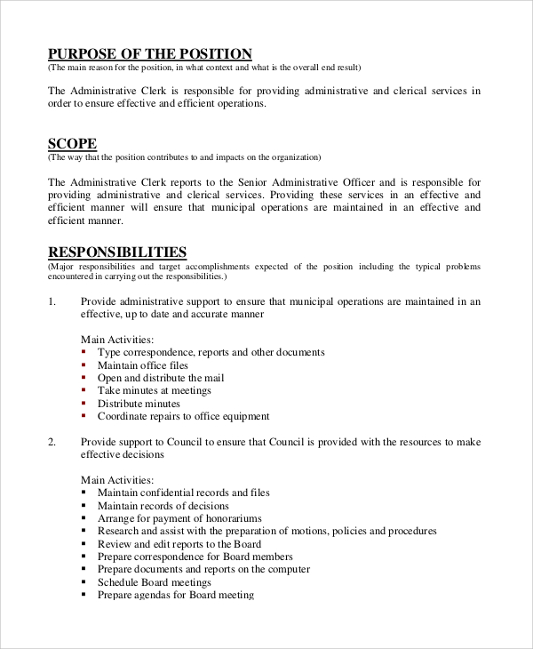 personal administrative assistant job description