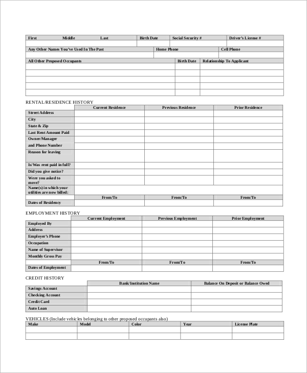 apartment rental application form