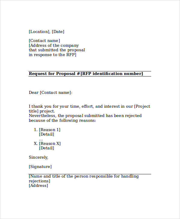 rejection of research proposal