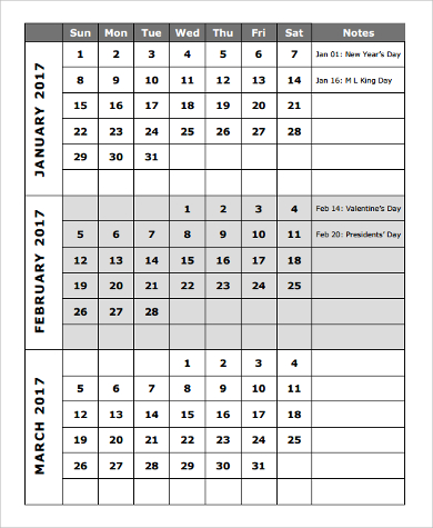 printable sample quarterly calendar