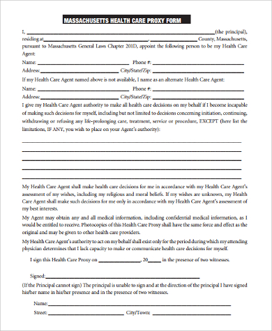 medical health care proxy form
