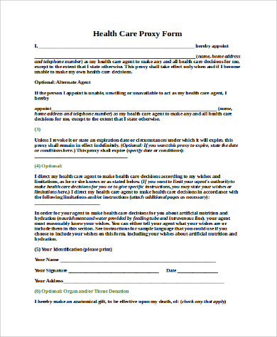 health care proxy form free