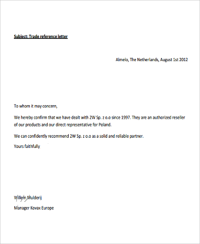 Free 10 Example Of Reference Letter Samples In Ms Word Pdf