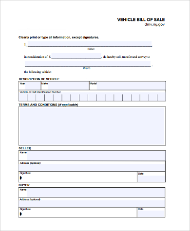 free bill of sale for car template