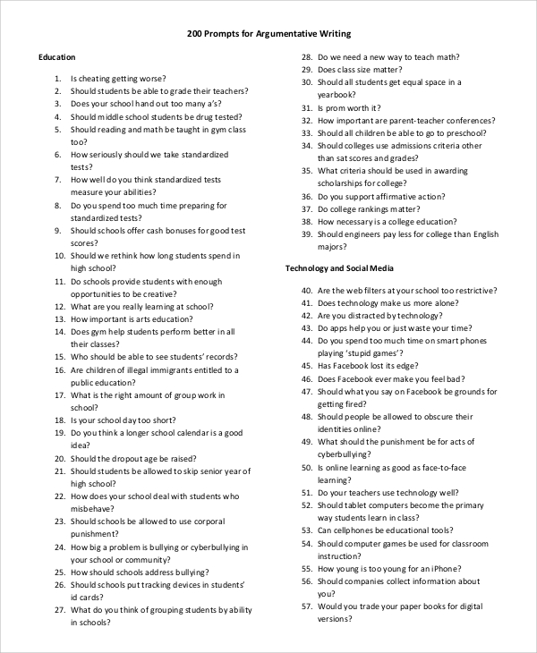 prompts for college essays