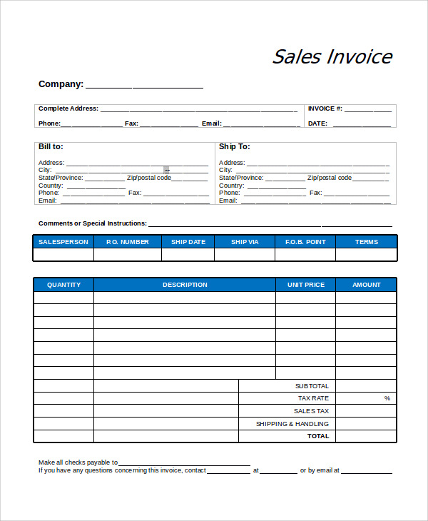 FREE 10 Printable Invoice Samples In MS Word PDF
