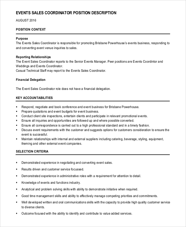 FREE 10 Sample Event Coordinator Job Description Templates In PDF