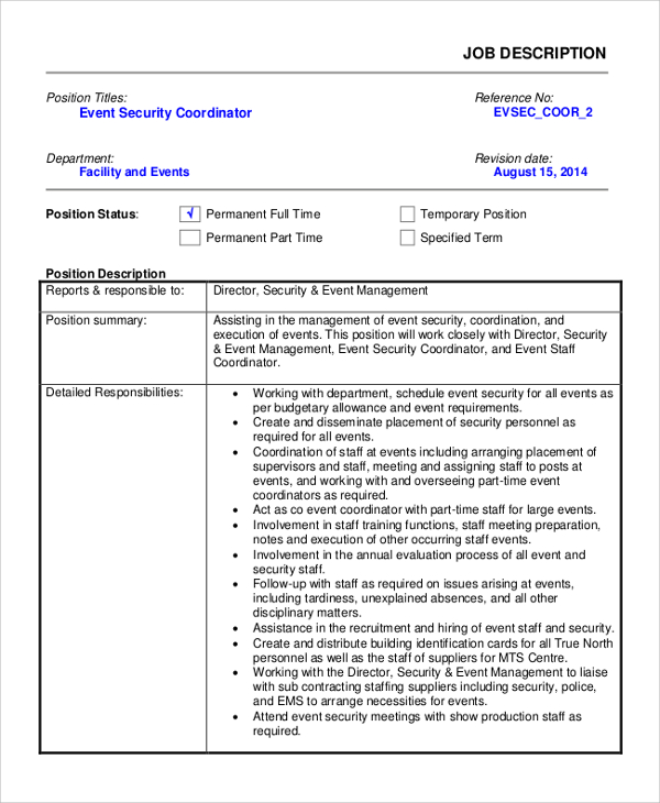 FREE 10 Sample Event Coordinator Job Description Templates In PDF