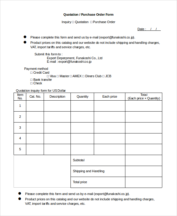 Sample Order Form 10 Examples In PDF Word