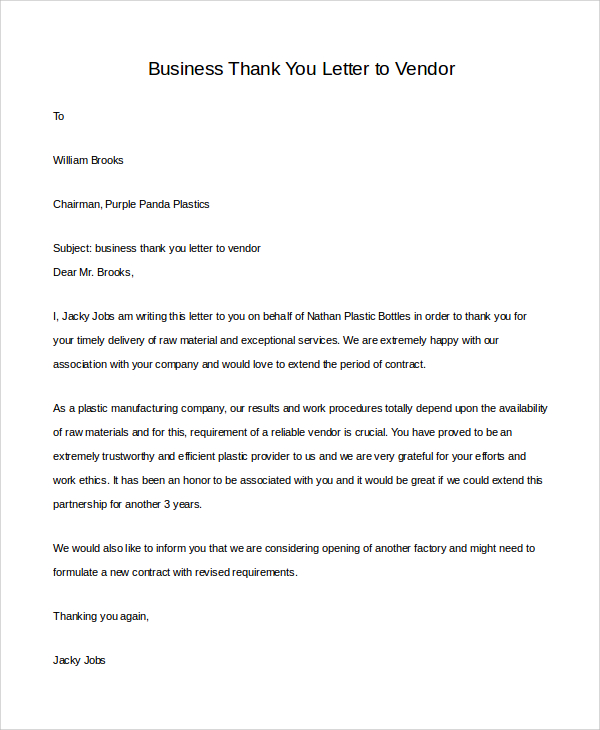 Sample Letter To Vendor For Your Needs Letter Template Collection