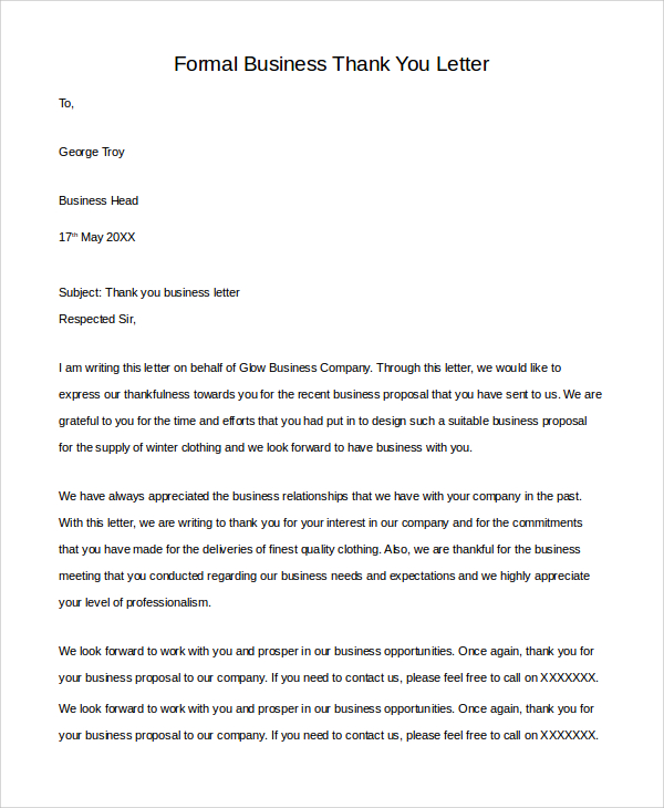 FREE 12+ Sample Business Thank You Letter Templates in PDF | MS Word