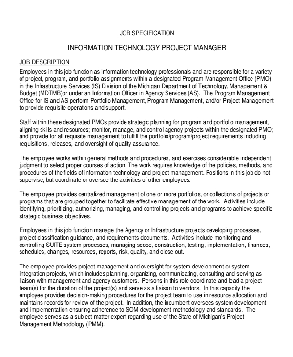 it project manager job description