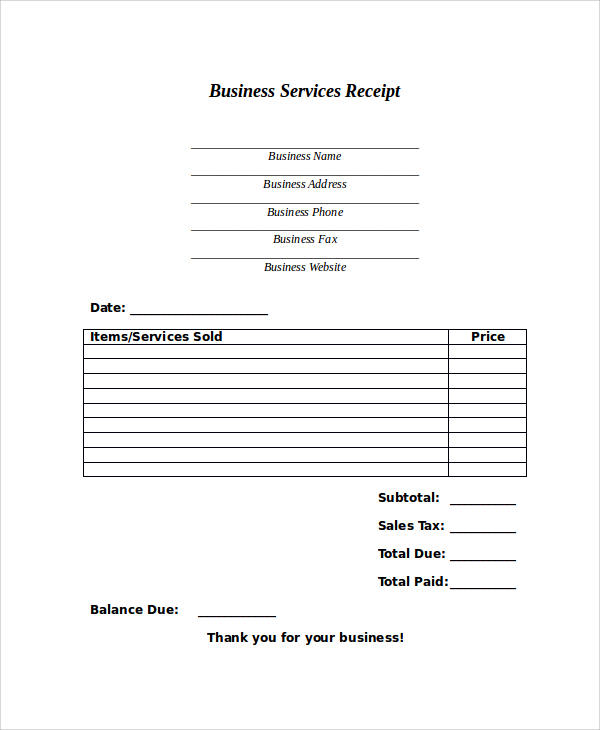 FREE 41 Sample Receipts In PDF