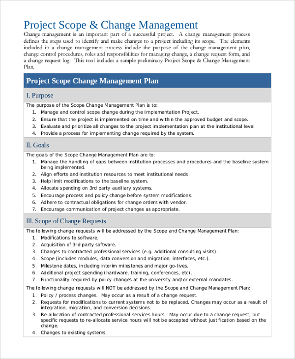 Sample Project Scope Management Plan Image To U