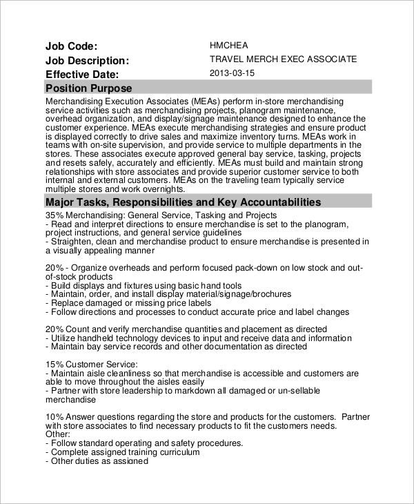 10+ Merchandiser Job Description Samples  Sample Templates