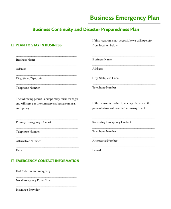 business emergency plan