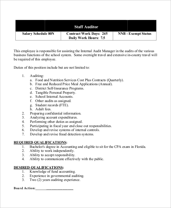 staff auditor job description