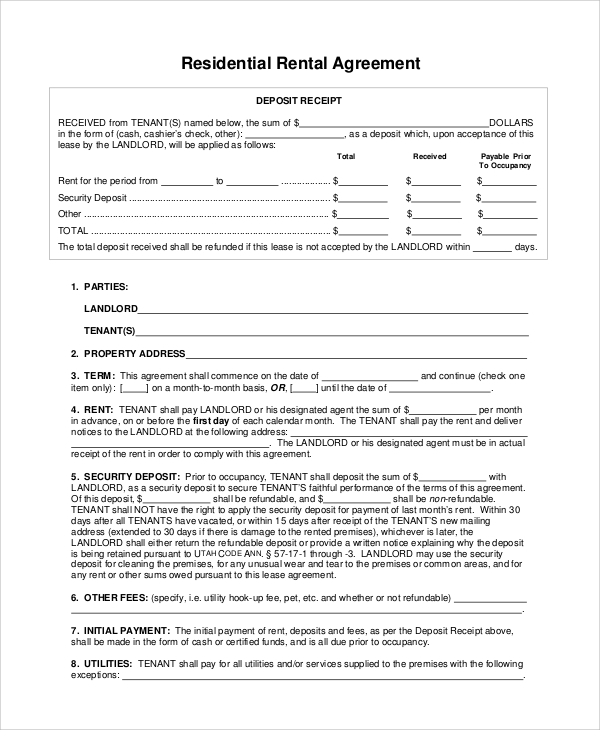 Free Printable House Rental Agreement