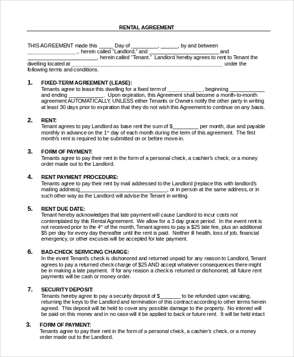 FREE 19 Sample House Rental Agreement Templates In PDF MS Word 