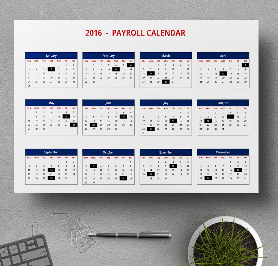 Weekly Numbered Payroll Calendar